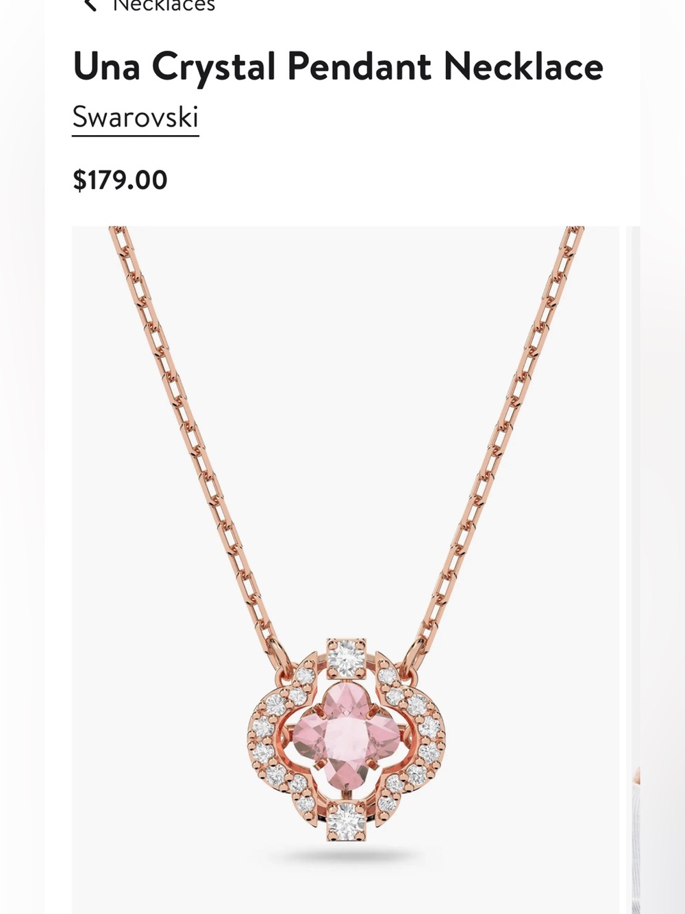 ❗️SALE❗️✨Swarovski Una Crystal Rose Gold Pendant Necklace ✨